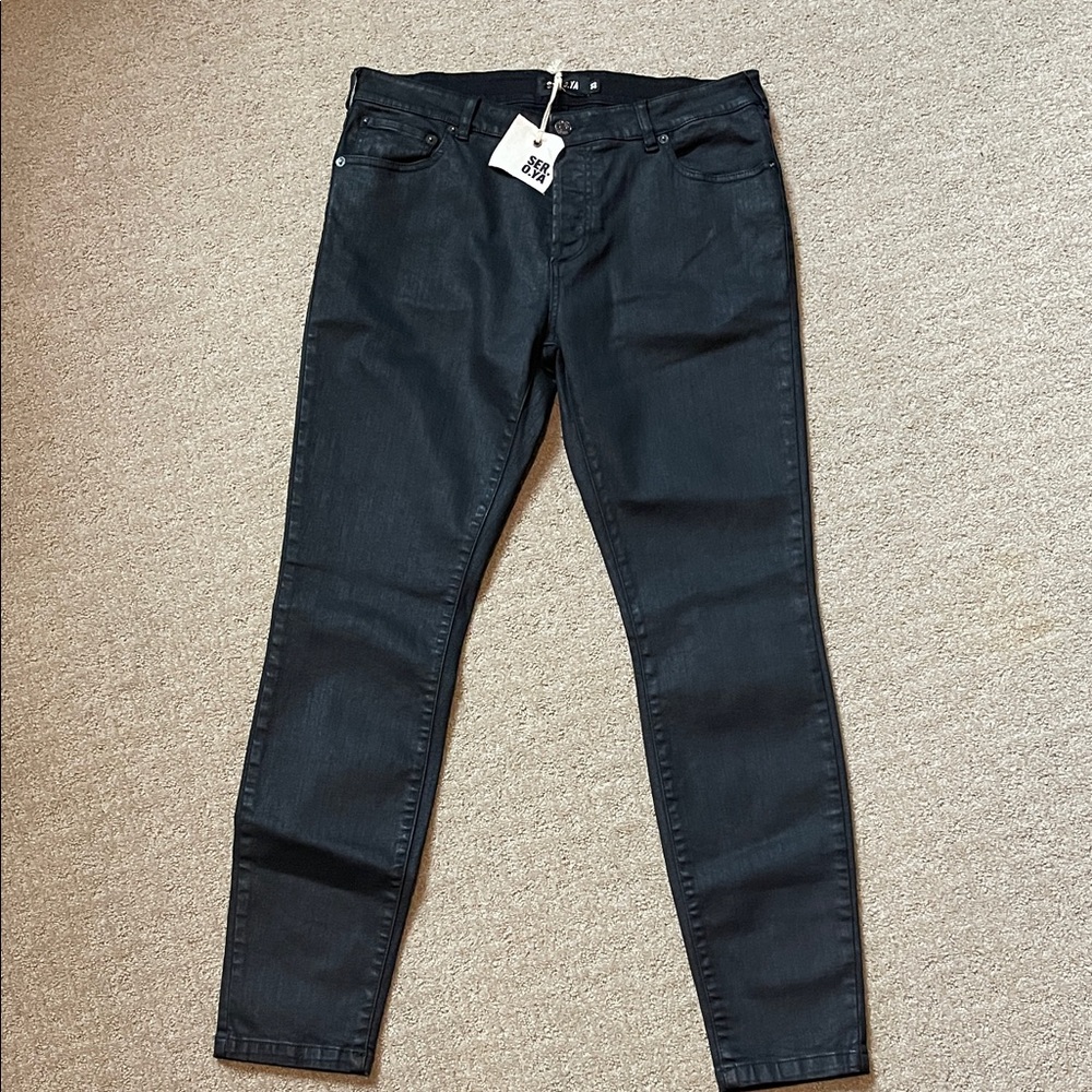 SER.O.YA Waxed Black Denim Pants